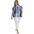 thumbnail image 2 of GRACE & GRANDEUR Women's Plus Size Tops Ruffle Short Sleeve T-Shirts Tie Dye V Neck Pleated Blouses 4X Dark Blue, 2 of 5