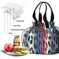 thumbnail image 4 of Colorful and Black Of Leopard Print Drawstring Lunch Bag Women - Drawstring Lunch Bag Insulated for Work Office - Stain-Resistant Large Lunchbags for Women with Multi-Pockets, 4 of 6