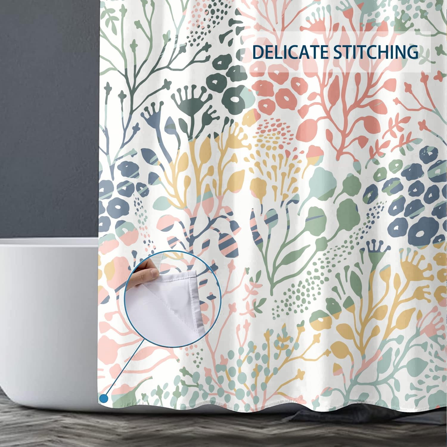Colorful Abstract Floral Shower Curtain 72 x 72 Inch，Watercolor Flowers Shower Curtain for Bathroom Decor, Wildflower Fabric Shower Curtain with 12 Hooks