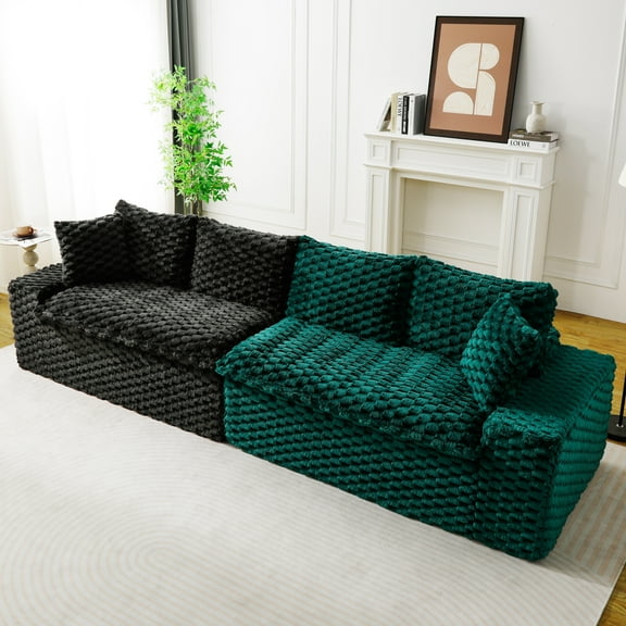 Luxury Color-Block Turtle Velvet Multifunctional Sofa - 4-Seater, 120"W, White/Black/Pink/Green, Soft & Skin-Friendly, Flexible Arrangement for Living Room & Small Spaces, Cozy Home Decor Furniture