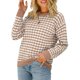 thumbnail image 2 of VISgogo suéter femenino, cuello redondo de color en contraste, manga larga, prendas de punto de retazos, traje de otoño, S/M/L/XL VISgogo  moda, 2 of 4