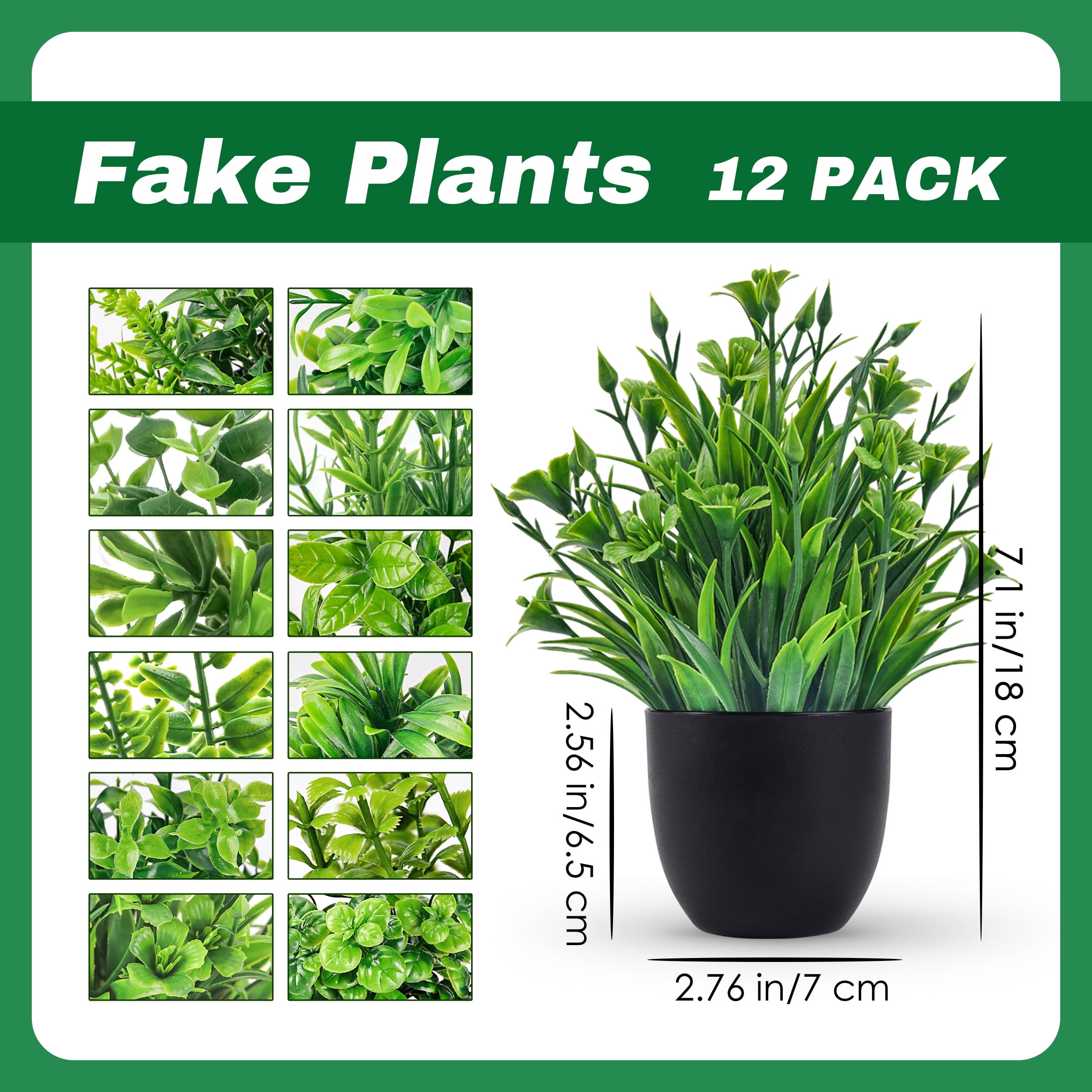 Artificial Plants in Black Plastic Pot (12 Count)