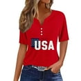 thumbnail image 2 of Cavosen Red White and Blue Tops for Women Petite Red White and Blue Short Sleeve V Neck T Shirts American Flag Graphic Tops Lady XL Patriotic Casual T Shirts Independence Day Tunic Tees, 2 of 4