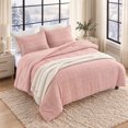 thumbnail image 2 of Regency Heights King/Cal King Comforter Set, 3-Piece Waffle Weave Textured Bedding Set with Soft Lightweight Comforter and Pillow Shams, Cozy 3D Textured Design for All Season, Blush Pink, 2 of 11