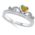 thumbnail image 4 of CHOOSE YOUR COLOR Mystic Simulated Opal Princess Crown Midi Ring Sterling Silver Queen Band Black CZ Female Size 7, 4 of 4