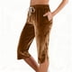 thumbnail image 1 of Karight Women's Vintage Velvet Capris - Stretch Casual Elastic High Waisted Versatile Straight Leg Lounge Pants with Pockets, 1 of 5