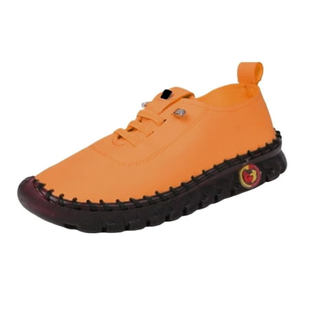 QYZEU White Sneakers for Women Dressy Casual Womens Shoes Wide Width Soft Soled Fashionable Flat Soled Women s Casual Shoes Comfortable Walking Lightweight Shoes Orange 43