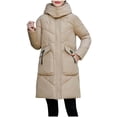 thumbnail image 2 of UPPADA Long Winter Puffer Coat for Women Winter Faux Fur Quilted Jackets with Detachable Hood Maxi Length Zip Up Outerwear,Woman Line Jacket Khaki,XXL, 2 of 8