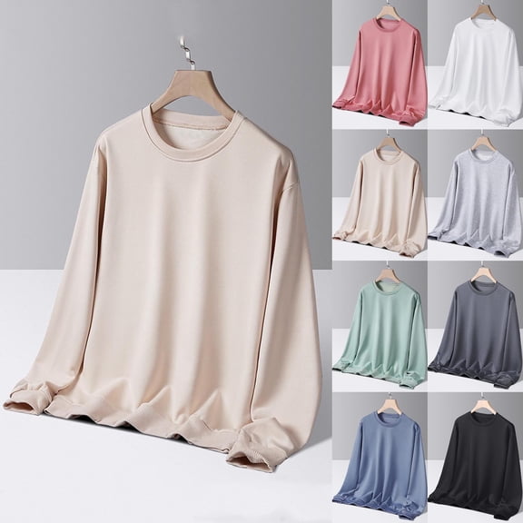 Nmnitkp Mens Long Sleeve Tee Shirts Crewneck Sweatshirts Cotton Pullover Men's Fashion Hoodies & Sweatshirts Khaki,L