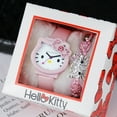 thumbnail image 2 of Kitty Cat Electronic Watch Stainless Steel Band & Leather Band Cartoon Quartz Watch KT Cat Bracelet Gift Box Packing, 2 of 7
