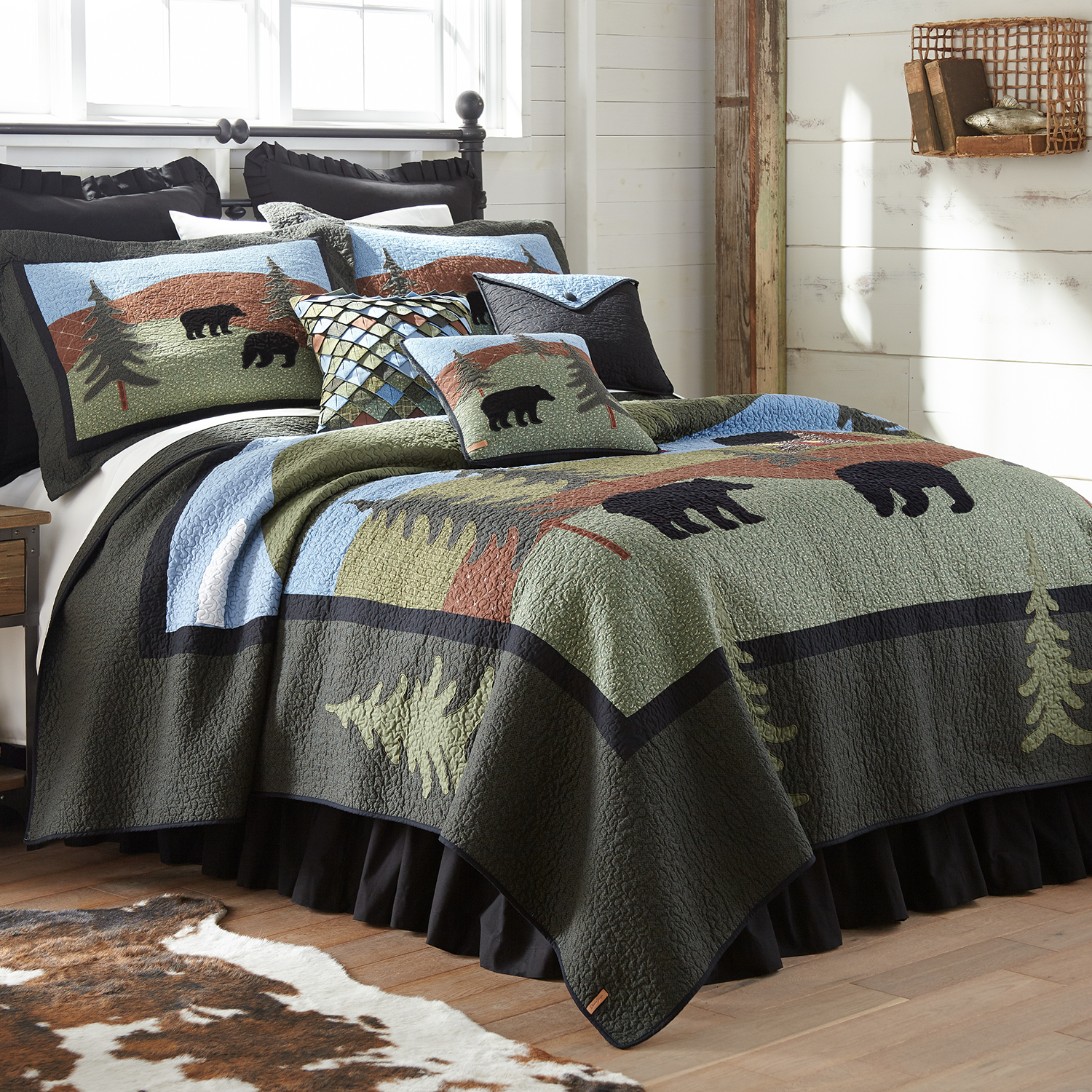 Bear Lake Cotton King Quilt by Donna Sharp - Lodge Quilt with Bear Pattern - King - Machine Washable - image 1 of 3