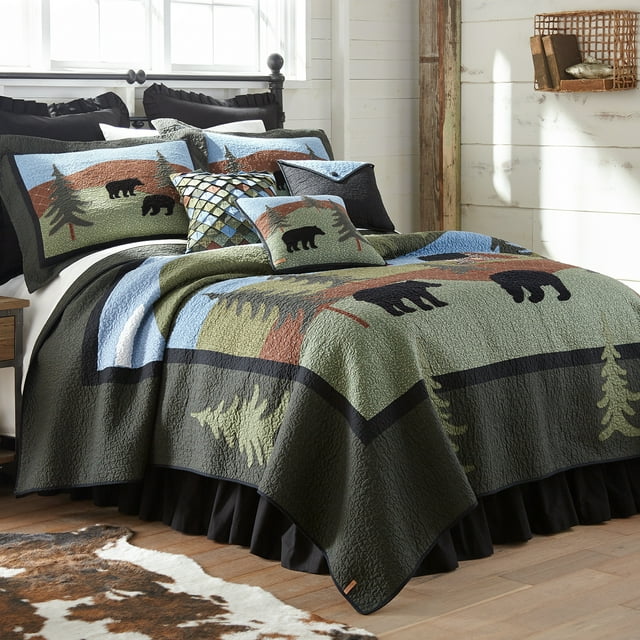 Bear Lake Cotton King Quilt by Donna Sharp - Lodge Quilt with Bear Pattern - King - Machine Washable