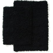 Chenille Shaggy Bath Mat 2-Piece Set, Black