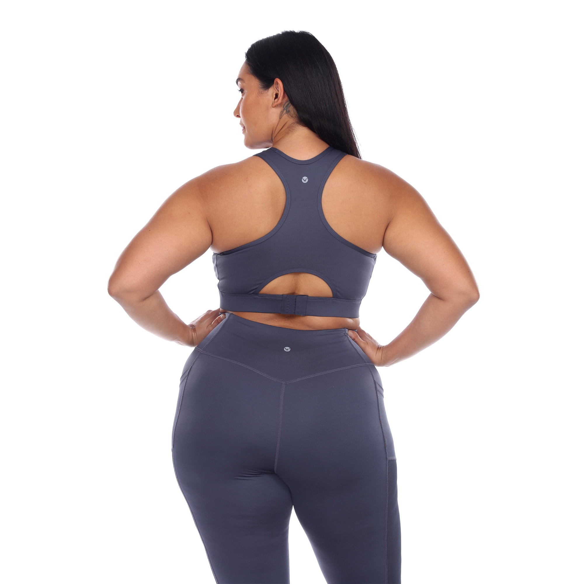 White Mark Women's Plus Size Racer Back Nylon Spandex Sports Bra