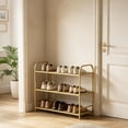 thumbnail image 3 of KSSKSS 3-Tier Metal Shoe Rack, Sturdy Mesh Shoe Storage Organizer with Adjustable Feet,for Front Door Entrance, Closet, Garage, Dorm, Gold, 3 of 8
