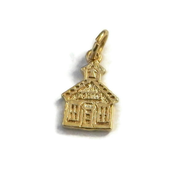 School House Charm Pendant 14k Yellow Gold!!