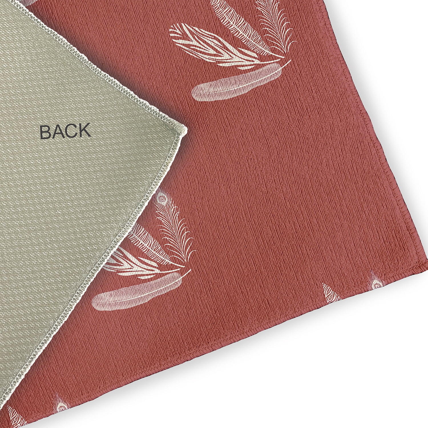 Simply Daisy 5' x 7' Ligonberry Red Feather Pattern Spring Chenille Indoor/Outdoor Rug