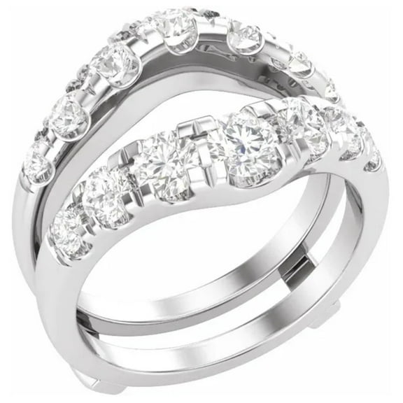 Pompeii 2ct TW Diamond Wedding Guard Band Insert Engagement Ring 14k Gold Lab Grown