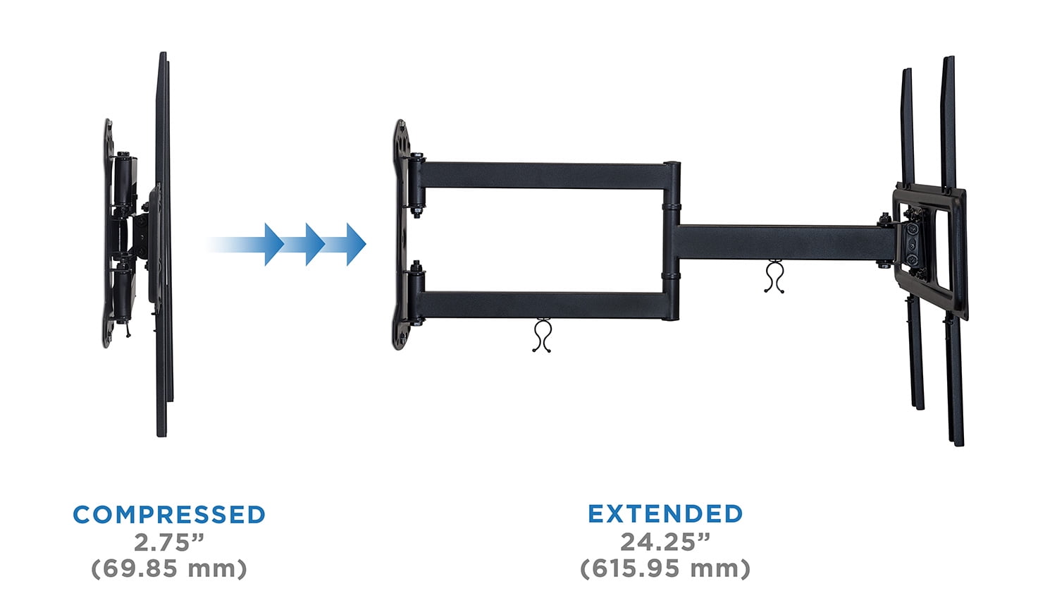 Mount-It! Swivel Arm TV Wall Mount, Long 24" Extension Arm, Fits 32" to 55" Tv's, Capacity 77 lbs., Works on Corner Applications