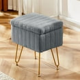 thumbnail image 2 of Simenmax Vanity Stool Chair with Storage, Ottoman Faux Fur Soft Padded Makeup Footstools Seat, Gray, 2 of 10