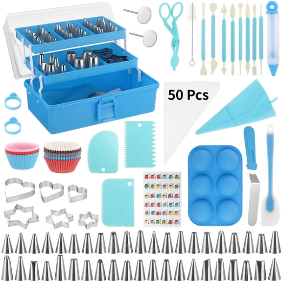 236 Pcs Cake Decorating Kit with 3-Layer Storage Box, Baking Tools Including Piping Tips, Reusable Pastry Bags, Scrapers, and Couplers, Baking Supplies for Cupcake Decorating, Pastry Designs