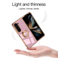 thumbnail image 3 of Case for Samsung Galaxy Z Fold 5 Case with Ring Stand [360° Rotatable Ring Holder Magnetic Kickstand][Support Car Mount] Plating Rose Gold Edge Soft Flexible TPU Luxury Phone Case Cover, Purple, 3 of 11