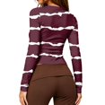 thumbnail image 5 of Garbnen Long Sleeve Tops for Women Striped Slim Fit Crew Neck Tops for Women Basic Color Block Fall Winter Fashion Womens Pullover Tops M, 5 of 5