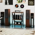 thumbnail image 2 of Costway 3-tier Record Player Stand with Metal Dividers Adjustable Shelf & Power Outlets, 2 of 10