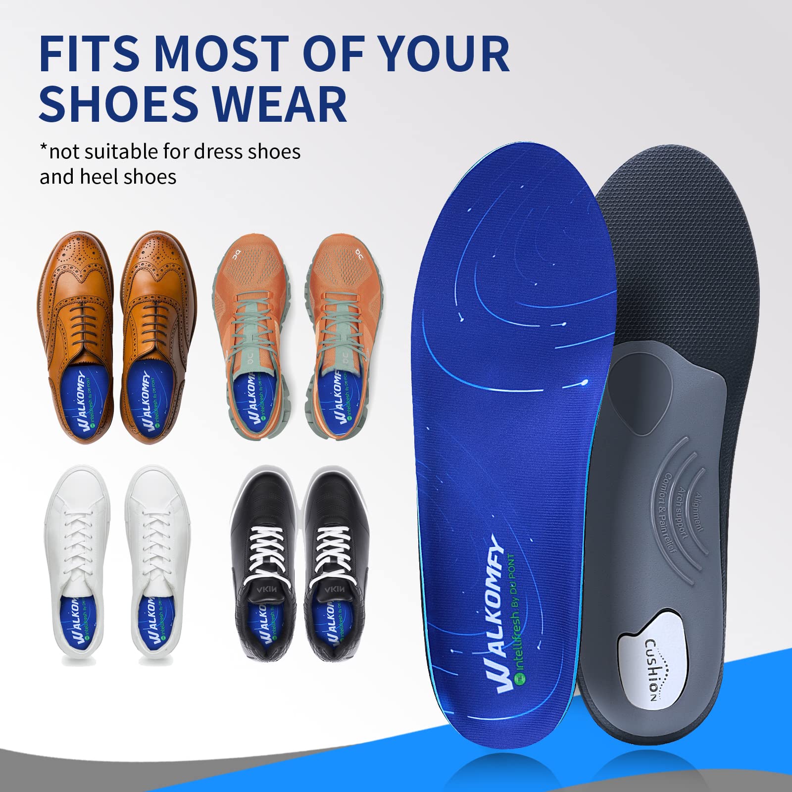 Buy Walkomfy Heavy Duty Support 210+lbs Plantar Fasciitis Insoles for