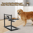 thumbnail image 4 of Adjustable Height Elevated Dog Bowls with Slow Feeder and two 1.7l (60oz) stainless steel bowls for Large Medium Dogs, 4 of 6
