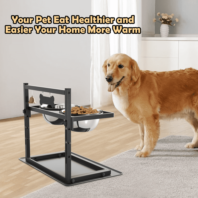SHAINFUN Adjustable Elevated Dog Bowls with Slow Feeder photo 4