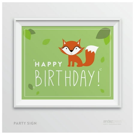 Woodland Friends Happy Birthday Fox Party Sign