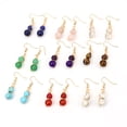 thumbnail image 2 of Nvzi Pendientes personalizados, cuentas redondas de piedra de cristal hechas a mano, pendientes envueltos en alambre de cobre dorado, pendientes elegantes de estilo largo con cuentas (verde), 2 of 4