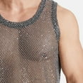 thumbnail image 5 of AHTJRT Men's Trendy Fashionable Sleeveless Mesh Tank Top Round Neck Sheer Design Bold Statement Going Out Clubwear Shirt Black L, 5 of 8