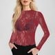 thumbnail image 2 of Top de malla de manga larga para mujer: blusa transparente con cuello alto, tops de encaje floral transparente, 95 % poliéster, 5 % spandex, tallas S-XXL, 2 of 5