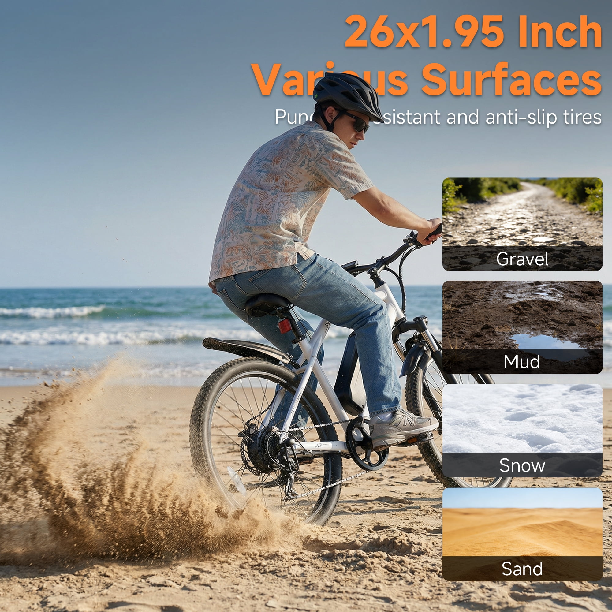 HeloKeep M2601 Electric Bike for Adults, 500W Motor, 48V 375Wh Removable Battery, 26" Puncture-Resistant Tires, 20MPH 7-Speed Ebike with Front Suspension & Disc Brakes, UL2849, Blue