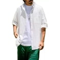 thumbnail image 4 of Camisa Cuello Mao Lino Hombre Casual Manga Larga Slim Fit, 4 of 8