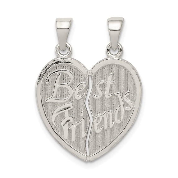 FB Jewels Sterling Silver Polished Best Friends Break Apart Heart Pendant