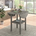 thumbnail image 3 of Farmhouse 3 Piece Round Counter Height Kitchen Dining Table Set with Drop Leaf Table, Dining Room Set with One Storage Shelf and 2 Cross Back Padded Chairs for Living Room/Kitchen, Gray, 3 of 7
