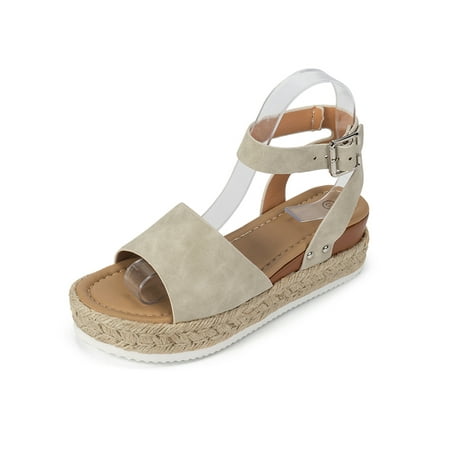 

Woobling Womens Platform Sandal Summer Wedge Sandals Thick Sole Wedges Party Espadrilles Anti Slip Casual Shoes Ankle Strap One Band Khaki 8