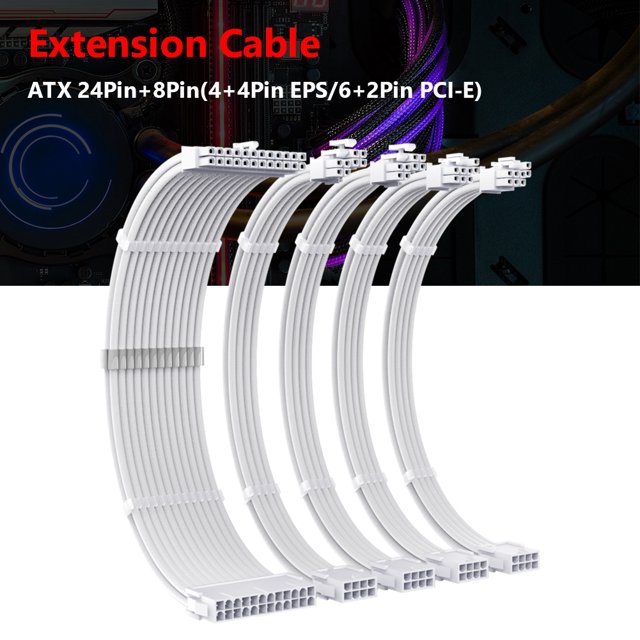 TEUCER ATX 24Pin 8P EPS PCI-E PSU GPU CPU Placa base Cable de extensión (marfil)