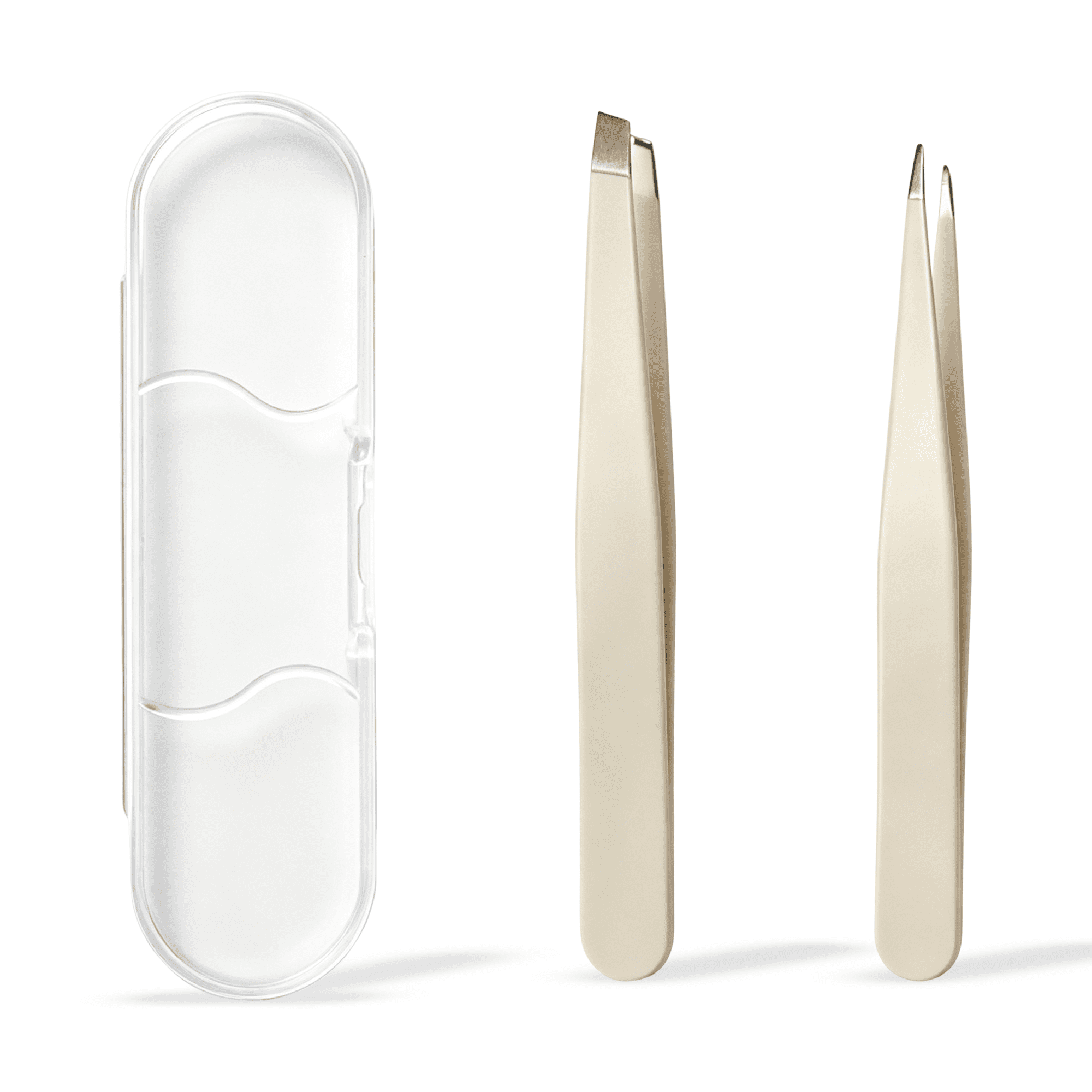 2-Pack Tweezers for Eyebrows, Facial Hair, Ingrown Hair Removal, Slant and Point Tip Tweezer Set for Women and Men, Professional Stainless Steel Precision Eyebrow Plucking Grooming with Case