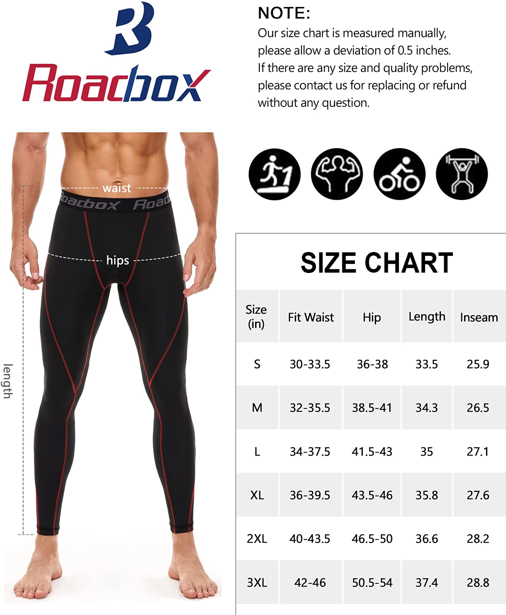 Roadbox 2 Pack Men's Compression Pants 