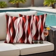 thumbnail image 4 of Red Striped Ombre Outdoor Waterproof Pillow Covers, Modern Red Moire Geometric Decorative Square Throw Pillowcase Sofa Cushion Sham for Patio/Couch/Chair, 18"x18" 2 Pack, 4 of 8