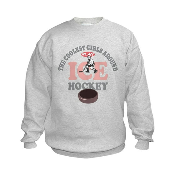 CafePress - Coolest Girls Play Hockey Sweatshirt - Kids Sweatshirt, Youth Crew Neck Sweatshirt