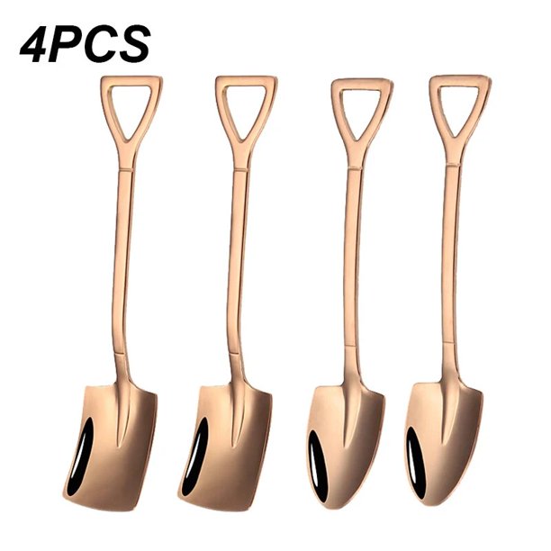 Cucharas de Acero Inoxidable 410 para Café, 4 Uds., Juego de Cubiertos con Estilo Creativo en Forma de Palas, para Helado o Bares y de Estilo Retro