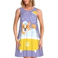 thumbnail image 1 of Balery Corgi Washing in Bathtub Vestidos de verano para mujer con estampado: vestido holgado sin mangas, vestido playero informal y cómodo para días calurosos., 1 of 7