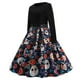 thumbnail image 4 of Vestido retro de fiesta de graduación con cuello redondo de noche de manga larga con estampado retro para mujer Pompotops hdfakjf370, 4 of 5