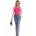 thumbnail image 6 of Women's High Neck Ribbed Tank Top 2-Pack Sleeveless Racerback Slim Fit Summer Casual Black/Hotpink Shirts, 6 of 7