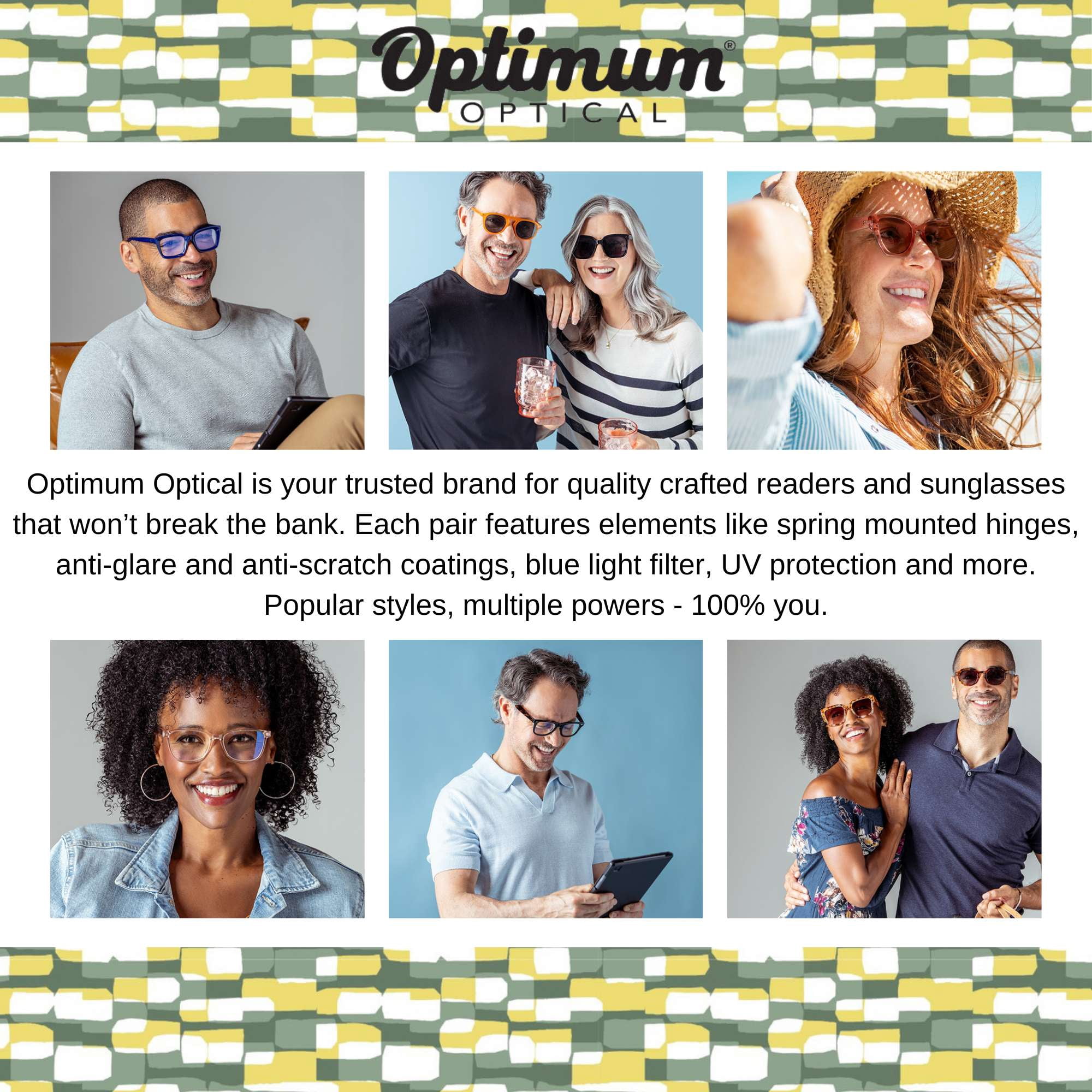 Optimum Optical Signature Blue Light Filtering Readers - The Truth is Clear, +1.75